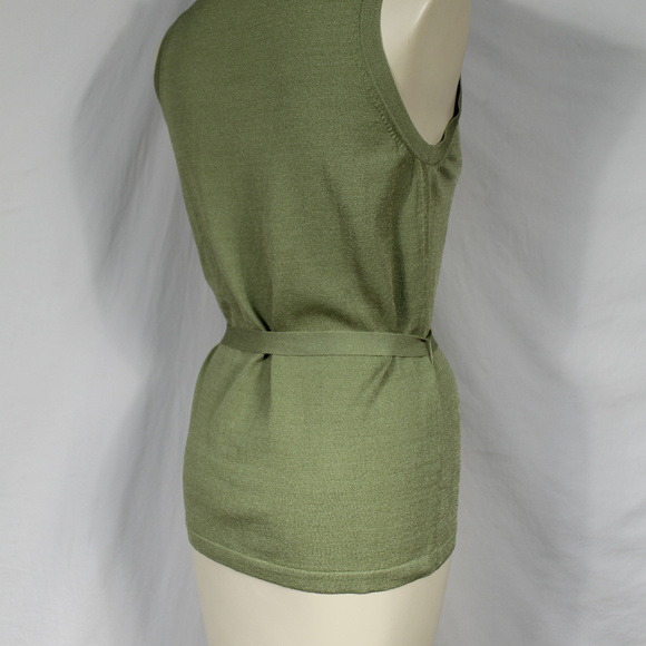 Anthropologie Green Sleeveless Sweater Tie Belt M - Picture 4 of 7